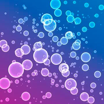 Transparent circular bubbles on ultraviolet gradient background. Vector EPS 1 Illustrazione stock