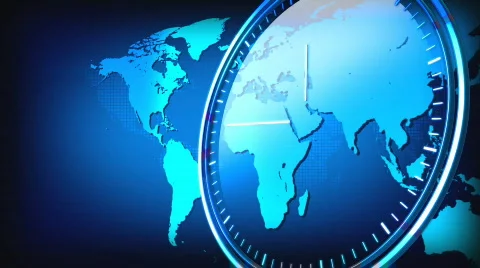TRANSPARENT CLOCK and WORLD MAP Stock Footage 832000