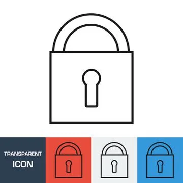 Transparent closed padlock icon. Vector icon on different types backgrounds.. Stock Illustration