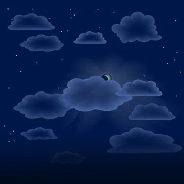 Transparent clouds on night sky Stock Illustration