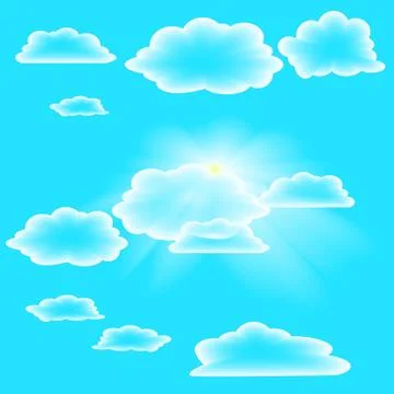 Transparent clouds on summer sky 库存插图