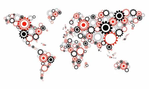Transparent Cog Wheels World Map Stock Illustration