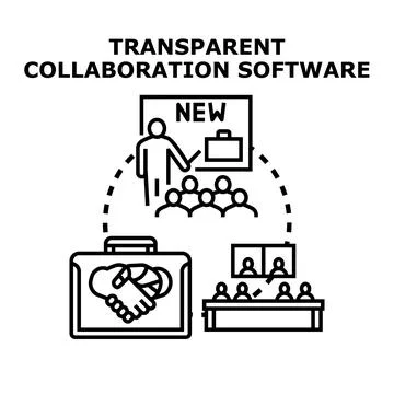 Transparent collaboration software concept for business development 스톡 일러스트