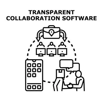 Transparent collaboration software concept with remote team working Stock Illustration