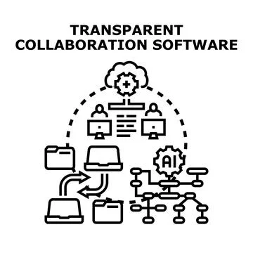 Transparent collaboration software concept for teamwork process 스톡 일러스트