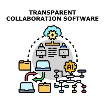 Transparent collaboration software concept for teamwork process Stockillustratie