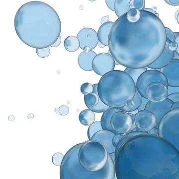 Transparent colored bubbles on a white background. 3d render illustration Stock Illustration
