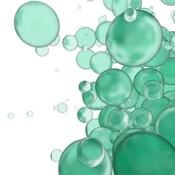Transparent colored bubbles on a white background. 3d render illustration Stock Illustration
