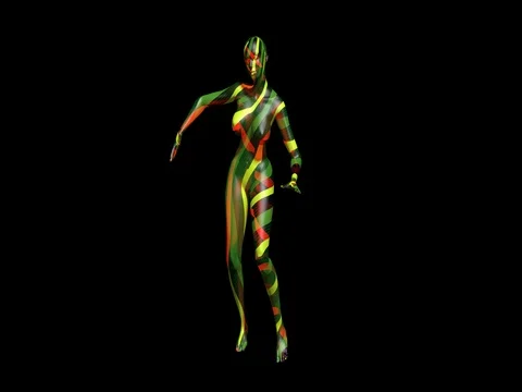 Transparent computer generated 3d female character dancing Stock Footage 69888409