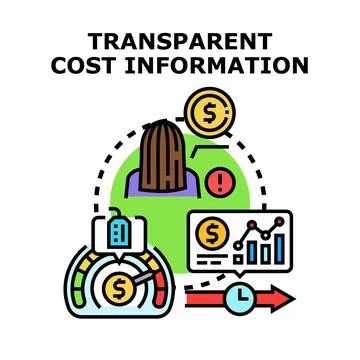 Transparent cost information system showing financial data Stock Illustration