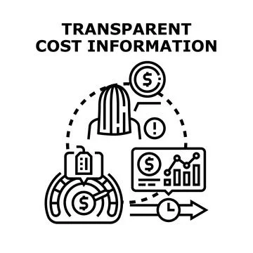Transparent cost information system showing financial data Stock Illustration
