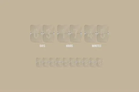 Transparent countdown timer and clock counter with a set of numbers. Flat vec Stock Illustration