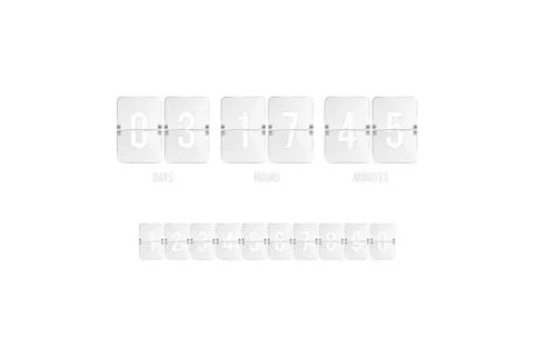 Transparent countdown timer and clock counter with a set of numbers. Flat vec Stock Illustration