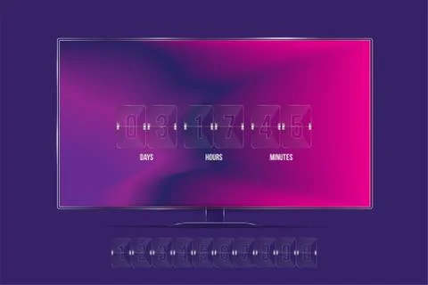Transparent countdown timer and clock counter on the TV screen and with a set 스톡 일러스트