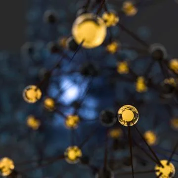 Transparent cube and technical connection, 3d rendering Stock Illustration