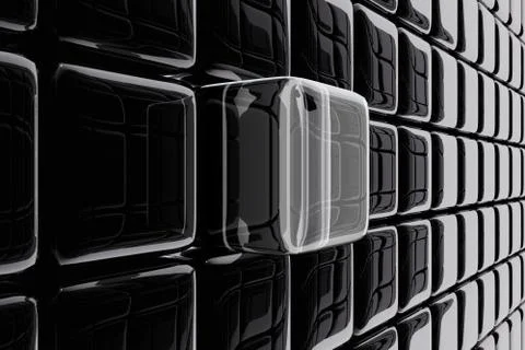 Transparent cube fitting in a wall Stock Illustration