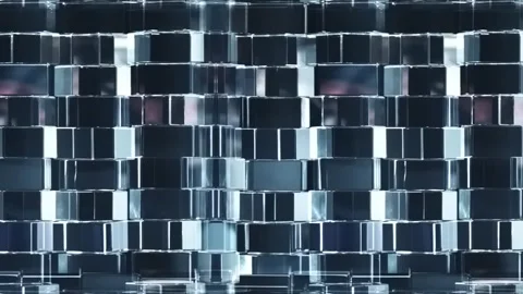 Transparent Cubes Background, Blue Glass Cube Pattern, Geometric 3d Crystals Stock Footage 280331093