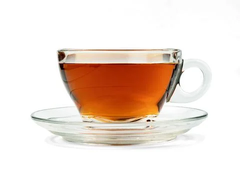 Transparent cup of tea isolated on white background ,include clipping path Stock Photos