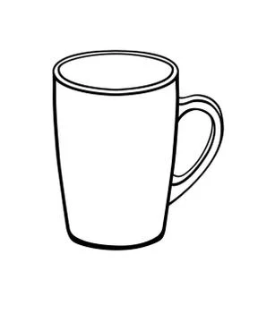 Transparent cup - vector linear picture for coloring. Outline. Hand drawing. Stock Illustration