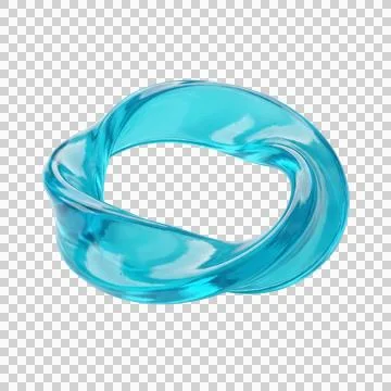 Transparent cyan fluid ring shape, abstract liquid art, flowing sculpture d.. Stock-Illustration