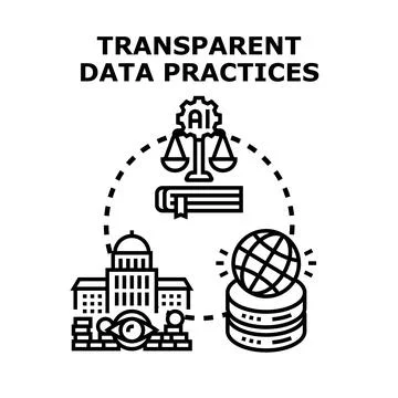 Transparent data practices ensuring data ethics and governance イラスト素材
