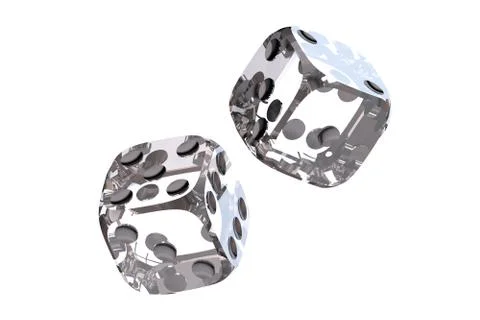 Transparent dice, 3D rendering Illustrazione stock