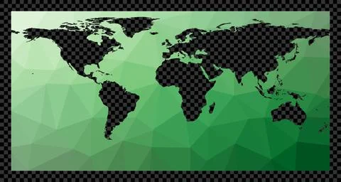Transparent digital world map. Equirectangular projection. Polygonal map of.. Stock Illustration