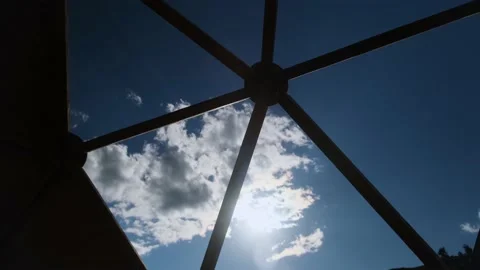 Transparent domed ceiling with views of the sky. Stock Footage 210370740