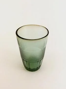 Transparent double wall glass mug with isolated on white background Stock Photos