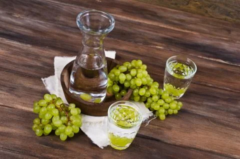 Transparent drink made from grapes Stock Photos