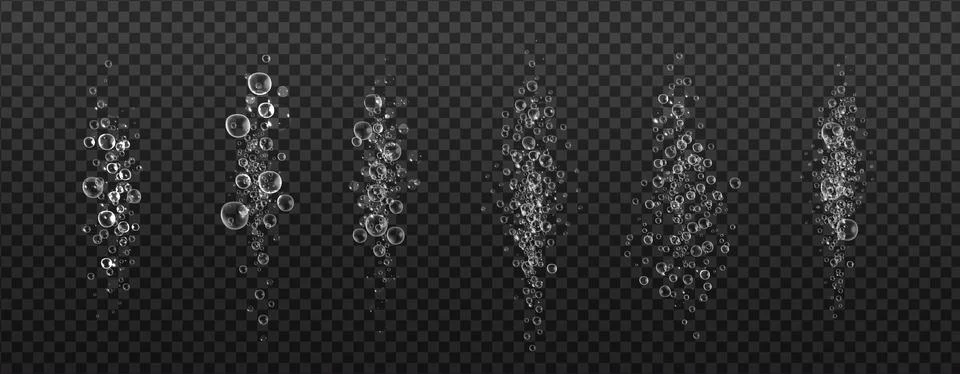 Transparent drops and soap bubbles create a vector texture for sea, aquarium, Stock Illustration