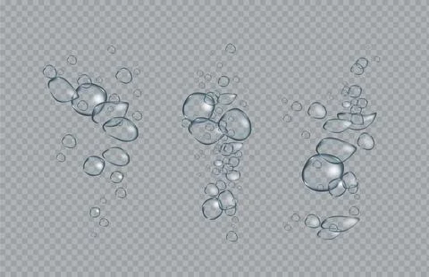 Transparent drops and soap bubbles create a vector texture for sea, aquarium, Stock Illustration
