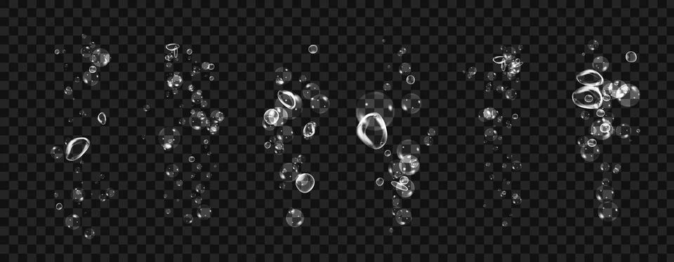 Transparent drops and soap bubbles create a vector texture for sea, aquarium, Stock Illustration