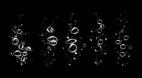 Transparent drops and soap bubbles create a vector texture for sea, aquarium, Stock Illustration