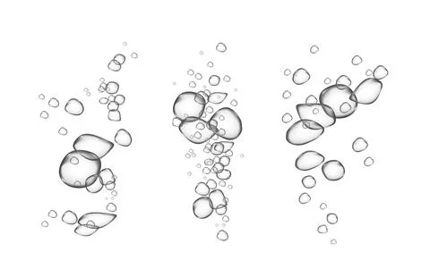 Transparent drops and soap bubbles create a vector texture for sea, aquarium, Stock Illustration