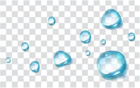 Transparent drops isolated on gray background. Stock Illustration