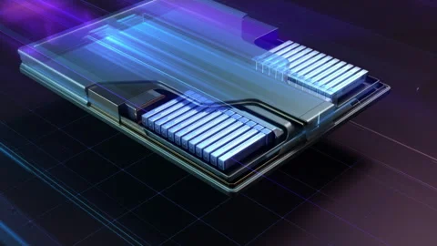 Transparent electric car wireframe with internal battery. Stock Footage 328521157