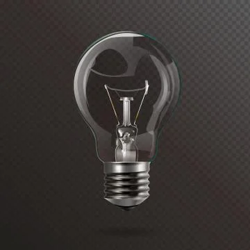 Transparent electric light bulb with a silver base. Realistic style. 스톡 일러스트