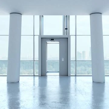 Transparent elevator and columns Stock Illustration