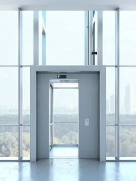 Transparent elevator in penthouse Stock Illustration