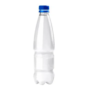 Transparent empty plastic bottle on white background. Foto stock