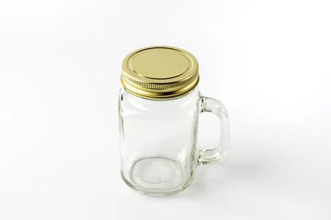 Transparent empty smoothy juice container or juice glass on white background Stock Photos