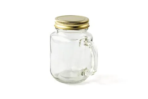 Transparent empty smoothy juice container or juice glass on white background Stock Photos