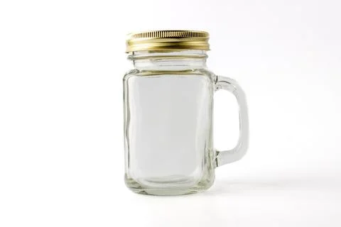 Transparent empty smoothy juice container or juice glass on white background Stock Photos