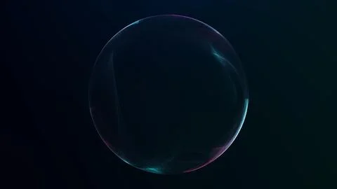 Transparent energy sphere with subtle cyan and magenta light on a dark back.. Stock Illustration