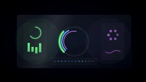 Transparent ESG Reporting Dashboard with Green Blue and Violet Data Panels .. Stock Footage 345775474