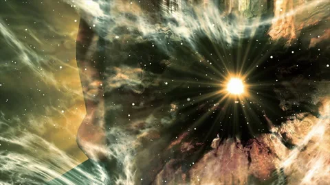 Transparent Face Silhouette with light effect on eyes Video stock 201144153