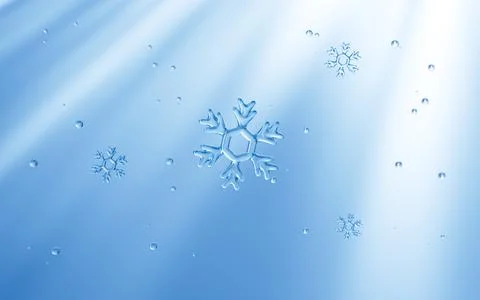 Transparent falling snowflakes as the background, 3d rendering. Stock Photos