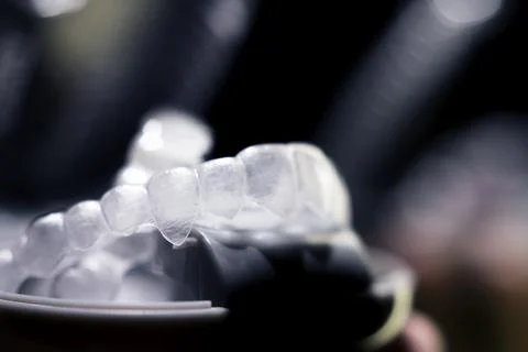 Transparent ferule retainer teeth alignment Stock Photos