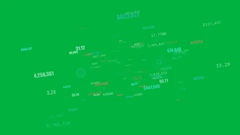 On transparent field camera rotating data cloud shifting and revealing targets Stock Footage 329548945